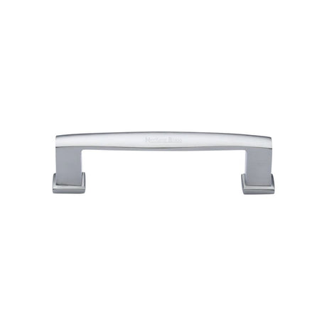 This is an image of a Heritage Brass - Cabinet Pull Vintage Design 102mm CTC Satin Chrome Finish, c4384-102-sc that is available to order from Trade Door Handles in Kendal.