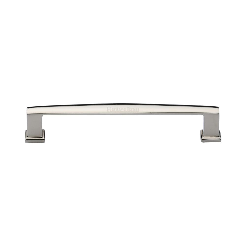 This is an image of a Heritage Brass - Cabinet Pull Vintage Design 152mm CTC Polished Nickel Finish, c4384-152-pnf that is available to order from Trade Door Handles in Kendal.