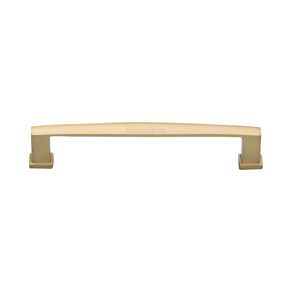 This is an image of a Heritage Brass - Cabinet Pull Vintage Design 152mm CTC Satin Brass Finish, c4384-152-sb that is available to order from Trade Door Handles in Kendal.