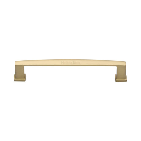 This is an image of a Heritage Brass - Cabinet Pull Vintage Design 152mm CTC Satin Brass Finish, c4384-152-sb that is available to order from Trade Door Handles in Kendal.