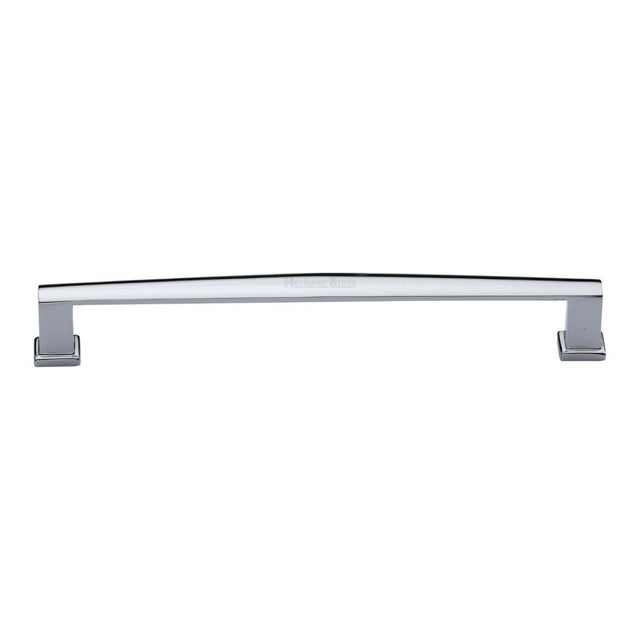 This is an image of a Heritage Brass - Cabinet Pull Vintage Design 203mm CTC Polished Chrome Finish, c4384-203-pc that is available to order from Trade Door Handles in Kendal.