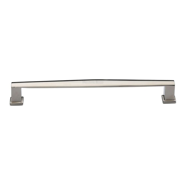 This is an image of a Heritage Brass - Cabinet Pull Vintage Design 203mm CTC Polished Nickel Finish, c4384-203-pnf that is available to order from Trade Door Handles in Kendal.