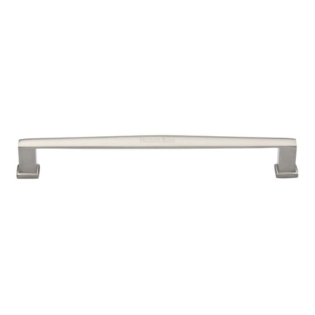 This is an image of a Heritage Brass - Cabinet Pull Vintage Design 203mm CTC Satin Nickel Finish, c4384-203-sn that is available to order from Trade Door Handles in Kendal.