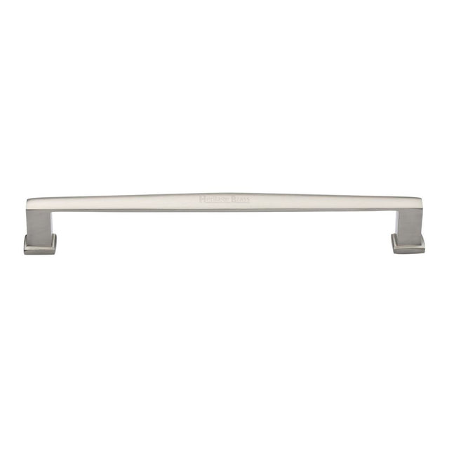 This is an image of a Heritage Brass - Cabinet Pull Vintage Design 203mm CTC Satin Nickel Finish, c4384-203-sn that is available to order from Trade Door Handles in Kendal.