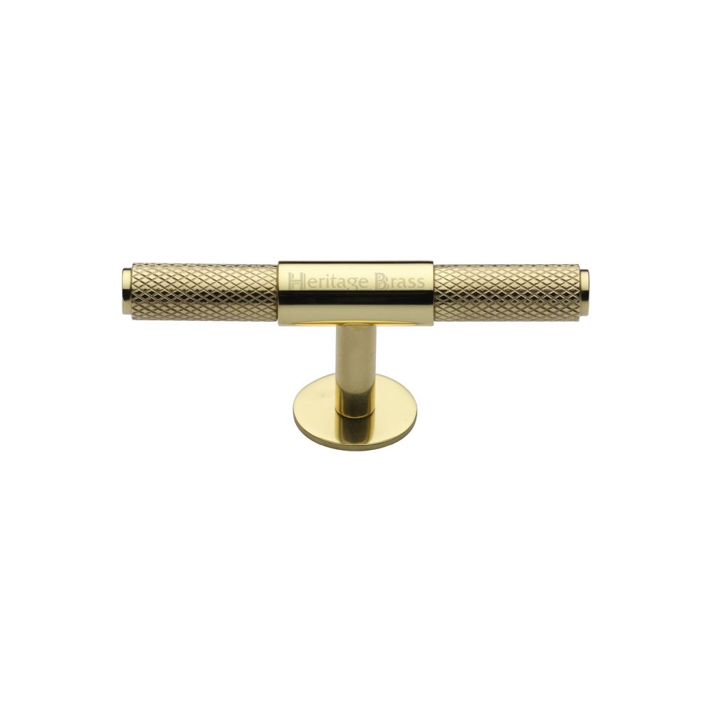 This is an image of a Heritage Brass - Cabinet Knob Knurled Fountain Design 90mm Polished Brass Finish, c4463-90-pb that is available to order from Trade Door Handles in Kendal.