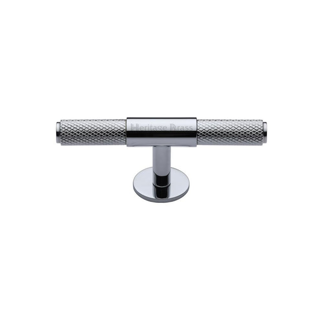 This is an image of a Heritage Brass - Cabinet Knob Knurled Fountain Design 90mm Polished Chrome Finish, c4463-90-pc that is available to order from Trade Door Handles in Kendal.