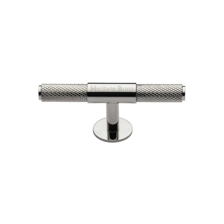 This is an image of a Heritage Brass - Cabinet Knob Knurled Fountain Design 90mm Polished Nickel Finish, c4463-90-pnf that is available to order from Trade Door Handles in Kendal.