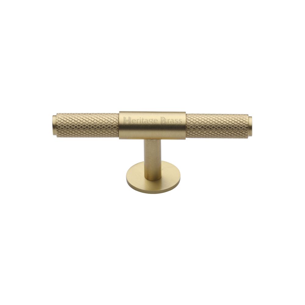 This is an image of a Heritage Brass - Cabinet Knob Knurled Fountain Design 90mm Satin Brass Finish, c4463-90-sb that is available to order from Trade Door Handles in Kendal.