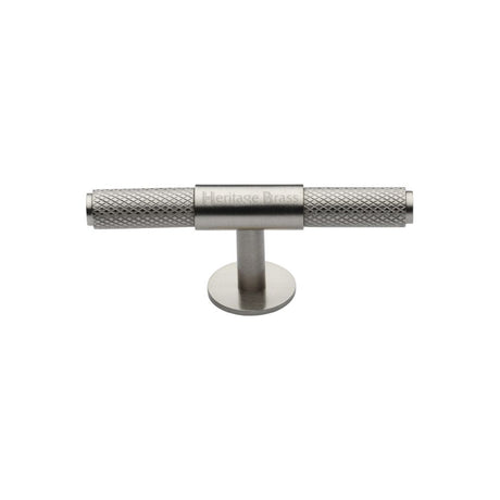 This is an image of a Heritage Brass - Cabinet Knob Knurled Fountain Design 90mm Satin Nickel Finish, c4463-90-sn that is available to order from Trade Door Handles in Kendal.