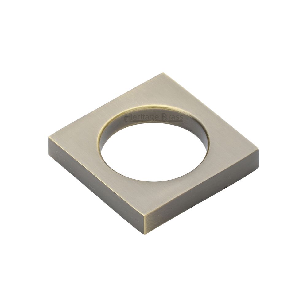 This is an image of a Heritage Brass - Cabinet Knob Square Ring Design 40mm Antique Brass Finish, c4465-at that is available to order from Trade Door Handles in Kendal.