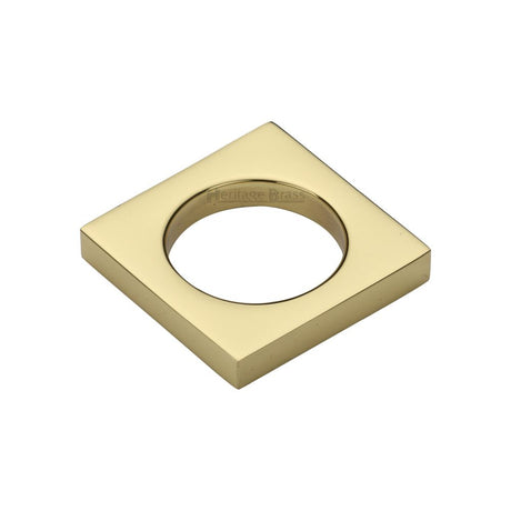 This is an image of a Heritage Brass - Cabinet Knob Square Ring Design 40mm Polished Brass Finish, c4465-pb that is available to order from Trade Door Handles in Kendal.