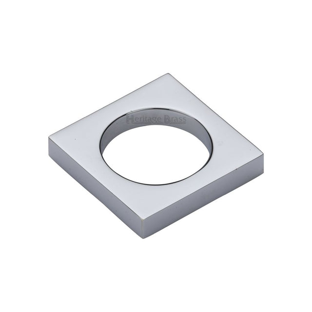 This is an image of a Heritage Brass - Cabinet Knob Square Ring Design 40mm Polished Chrome Finish, c4465-pc that is available to order from Trade Door Handles in Kendal.