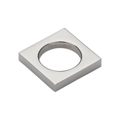 This is an image of a Heritage Brass - Cabinet Knob Square Ring Design 40mm Polished Nickel Finish, c4465-pnf that is available to order from Trade Door Handles in Kendal.