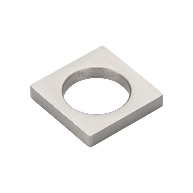 This is an image of a Heritage Brass - Cabinet Knob Square Ring Design 40mm Satin Nickel Finish, c4465-sn that is available to order from Trade Door Handles in Kendal.