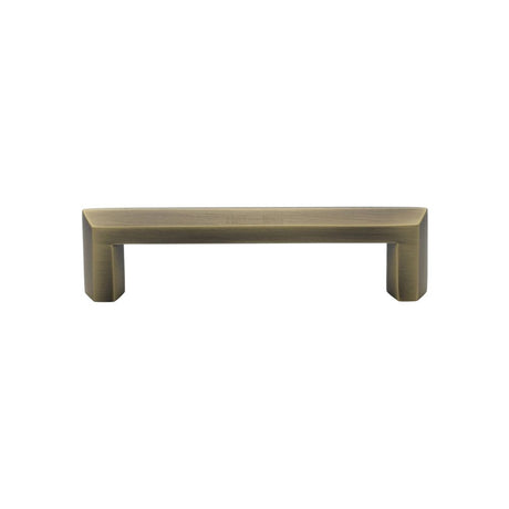 This is an image of a Heritage Brass - Cabinet Pull Hex Profile Design 102mm CTC Antique Brass Finish, c4473-102-at that is available to order from Trade Door Handles in Kendal.