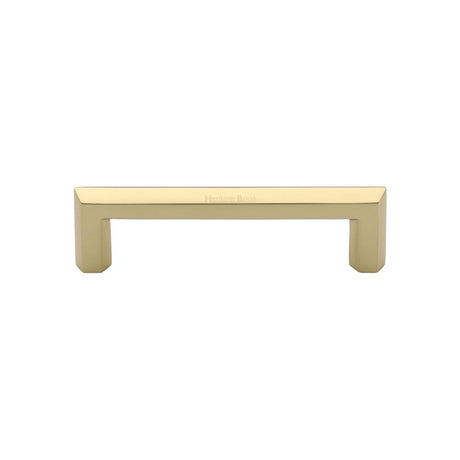 This is an image of a Heritage Brass - Cabinet Pull Hex Profile Design 102mm CTC Polished Brass Finish, c4473-102-pb that is available to order from Trade Door Handles in Kendal.