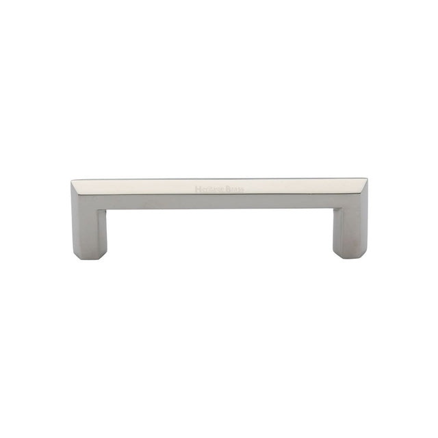 This is an image of a Heritage Brass - Cabinet Pull Hex Profile Design 102mm CTC Polished Nickel Finish, c4473-102-pnf that is available to order from Trade Door Handles in Kendal.