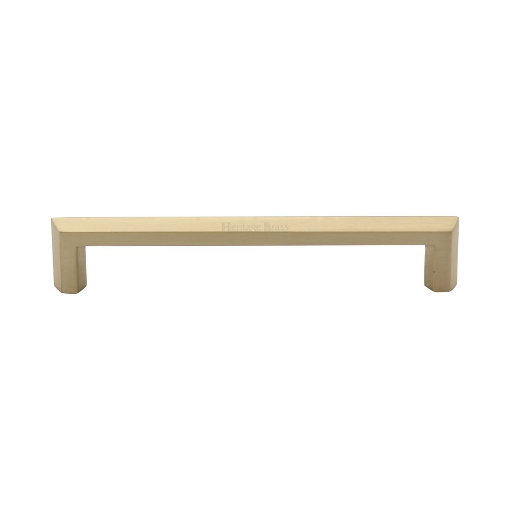 This is an image of a Heritage Brass - Cabinet Pull Hex Profile Design 152mm CTC Satin Brass Finish, c4473-152-sb that is available to order from Trade Door Handles in Kendal.