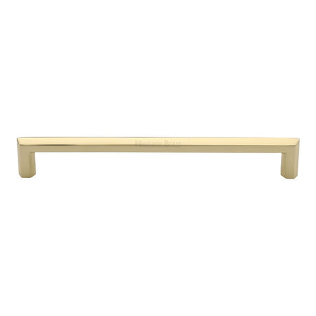 This is an image of a Heritage Brass - Cabinet Pull Hex Profile Design 203mm CTC Polished Brass Finish, c4473-203-pb that is available to order from Trade Door Handles in Kendal.