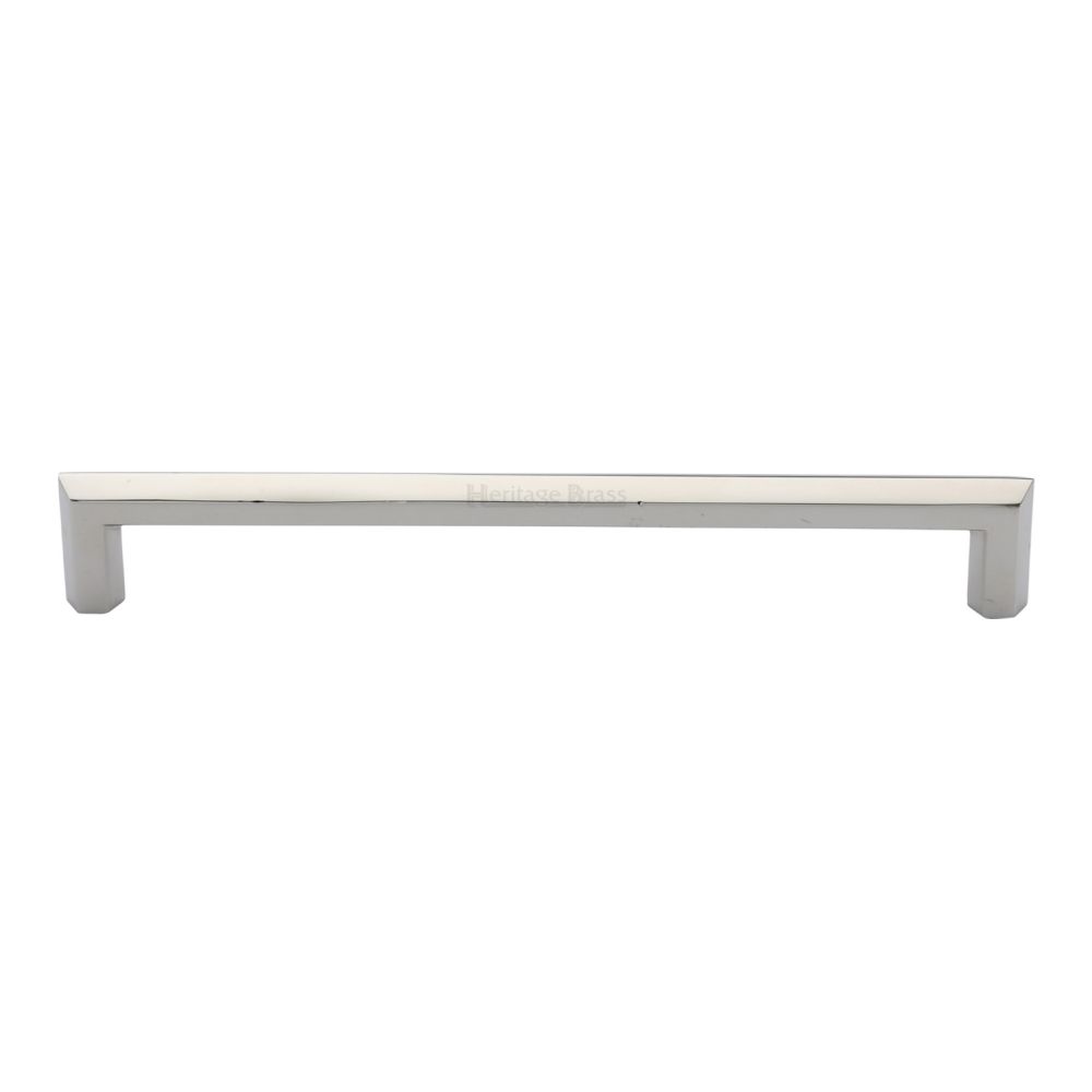 This is an image of a Heritage Brass - Cabinet Pull Hex Profile Design 203mm CTC Polished Nickel Finish, c4473-203-pnf that is available to order from Trade Door Handles in Kendal.