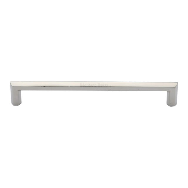 This is an image of a Heritage Brass - Cabinet Pull Hex Profile Design 203mm CTC Polished Nickel Finish, c4473-203-pnf that is available to order from Trade Door Handles in Kendal.