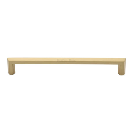 This is an image of a Heritage Brass - Cabinet Pull Hex Profile Design 203mm CTC Satin Brass Finish, c4473-203-sb that is available to order from Trade Door Handles in Kendal.