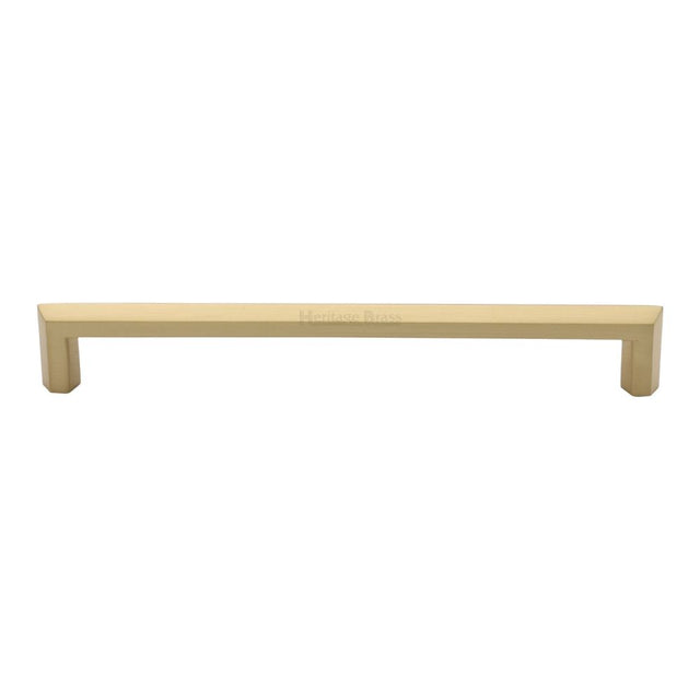 This is an image of a Heritage Brass - Cabinet Pull Hex Profile Design 203mm CTC Satin Brass Finish, c4473-203-sb that is available to order from Trade Door Handles in Kendal.