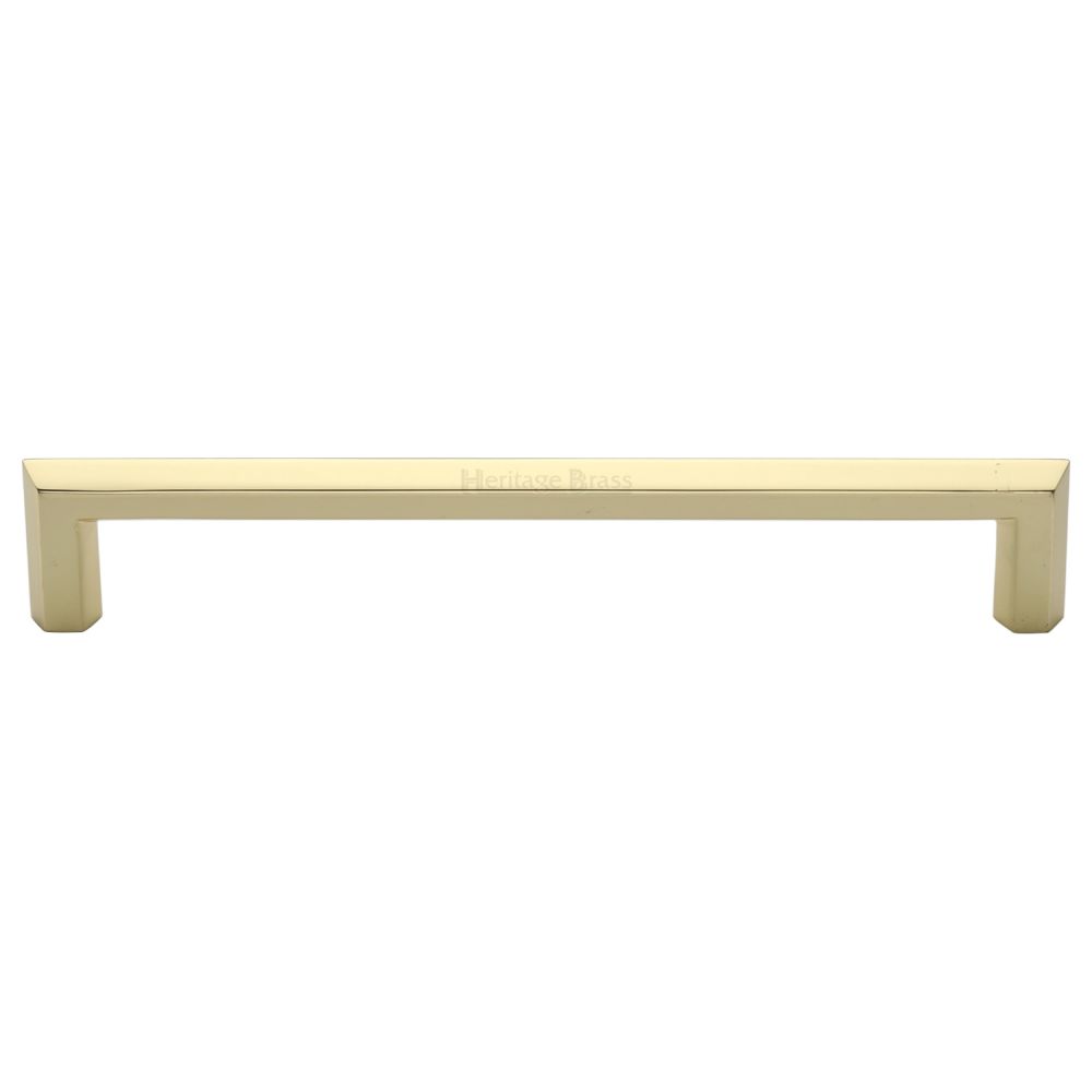 This is an image of a Heritage Brass - Cabinet Pull Hex Profile Design 254mm CTC Polished Brass Finish, c4473-254-pb that is available to order from Trade Door Handles in Kendal.