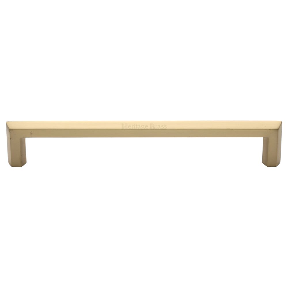 This is an image of a Heritage Brass - Cabinet Pull Hex Profile Design 254mm CTC Satin Brass Finish, c4473-254-sb that is available to order from Trade Door Handles in Kendal.