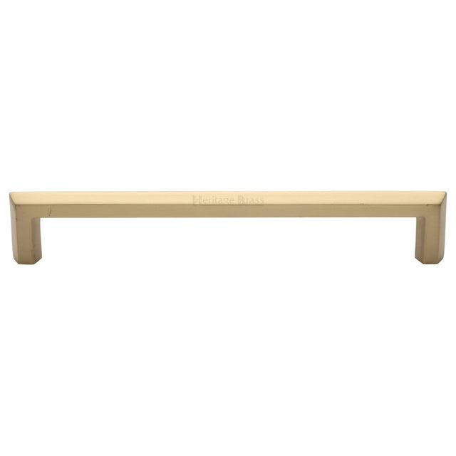 This is an image of a Heritage Brass - Cabinet Pull Hex Profile Design 254mm CTC Satin Brass Finish, c4473-254-sb that is available to order from Trade Door Handles in Kendal.