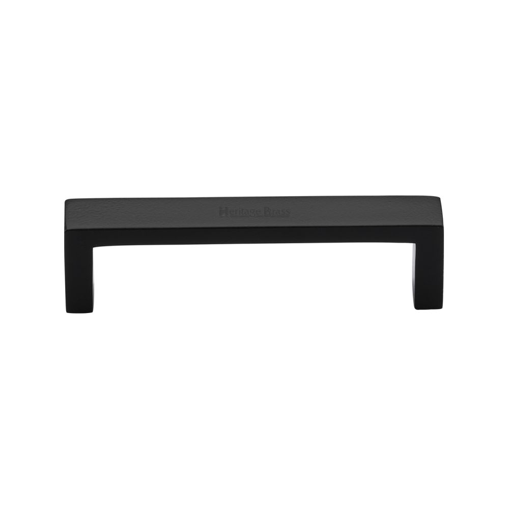 This is an image of a Heritage Brass - Cabinet Pull Wide Metro Design 101mm CTC Matt Black Finish, c4520-101-bkmt that is available to order from Trade Door Handles in Kendal.