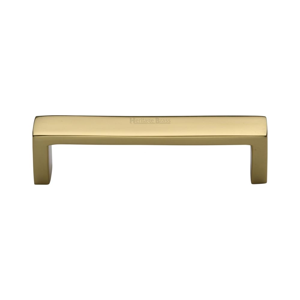 This is an image of a Heritage Brass - Cabinet Pull Wide Metro Design 101mm CTC Polished Brass Finish, c4520-101-pb that is available to order from Trade Door Handles in Kendal.