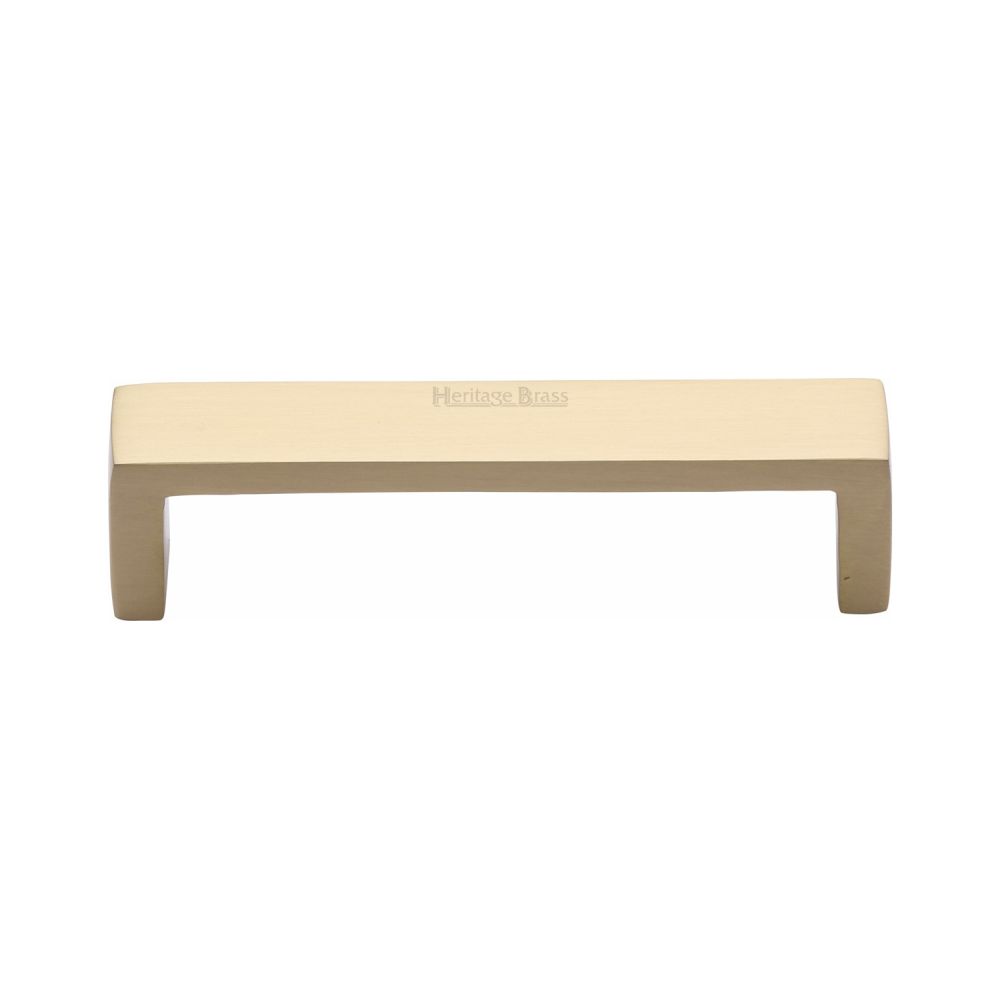 This is an image of a Heritage Brass - Cabinet Pull Wide Metro Design 101mm CTC Satin Brass Finish, c4520-101-sb that is available to order from Trade Door Handles in Kendal.