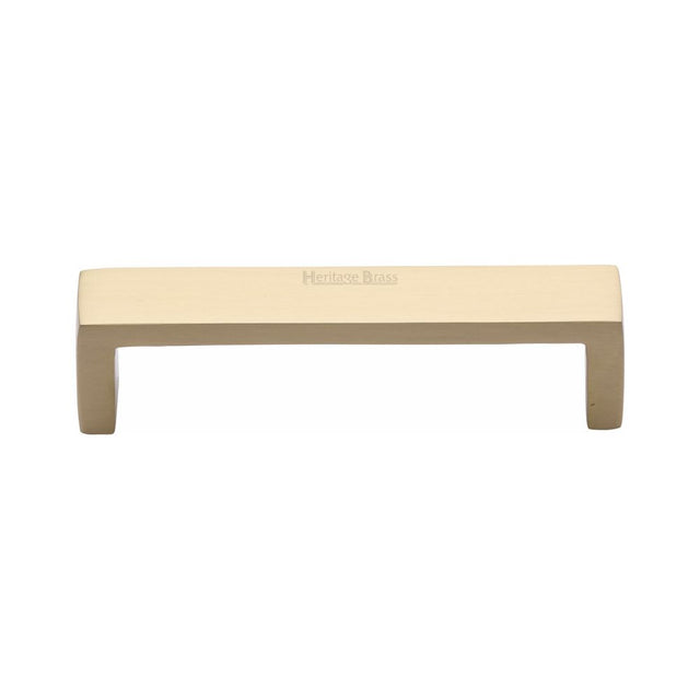 This is an image of a Heritage Brass - Cabinet Pull Wide Metro Design 101mm CTC Satin Brass Finish, c4520-101-sb that is available to order from Trade Door Handles in Kendal.