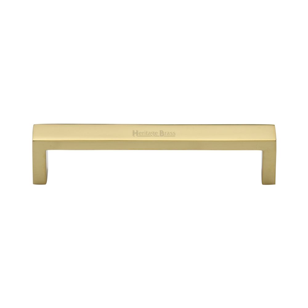 This is an image of a Heritage Brass - Cabinet Pull Wide Metro Design 128mm CTC Polished Brass Finish, c4520-128-pb that is available to order from Trade Door Handles in Kendal.