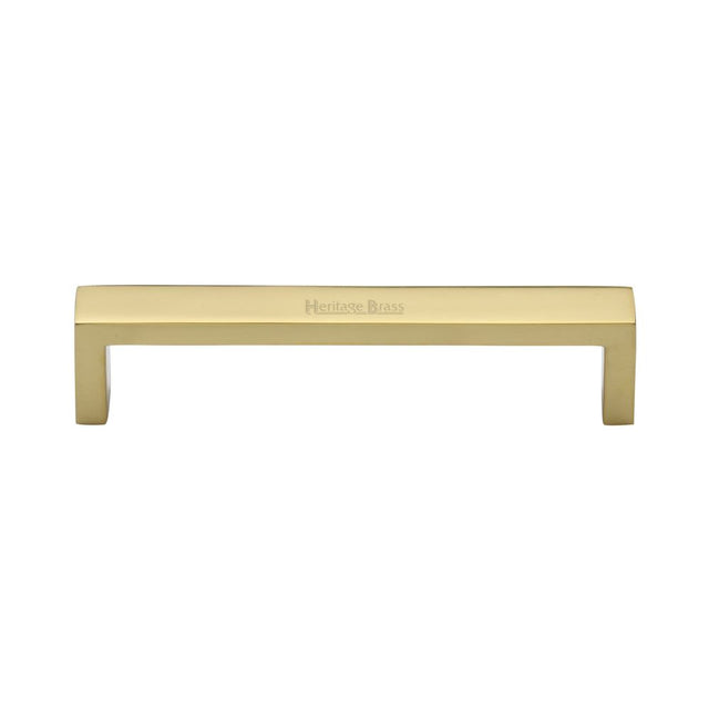 This is an image of a Heritage Brass - Cabinet Pull Wide Metro Design 128mm CTC Polished Brass Finish, c4520-128-pb that is available to order from Trade Door Handles in Kendal.