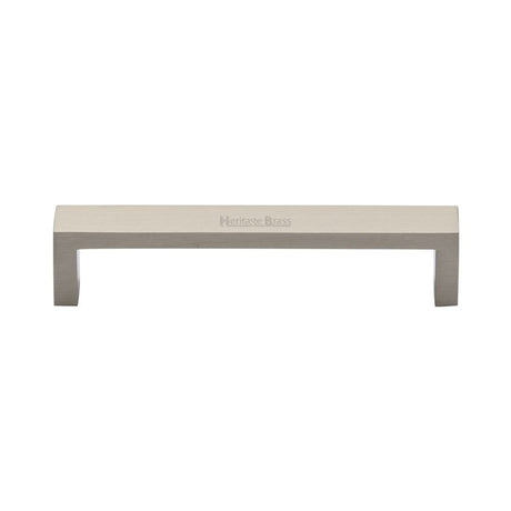 This is an image of a Heritage Brass - Cabinet Pull Wide Metro Design 128mm CTC Satin Nickel Finish, c4520-128-sn that is available to order from Trade Door Handles in Kendal.