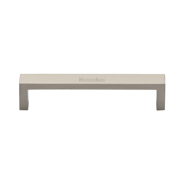 This is an image of a Heritage Brass - Cabinet Pull Wide Metro Design 128mm CTC Satin Nickel Finish, c4520-128-sn that is available to order from Trade Door Handles in Kendal.