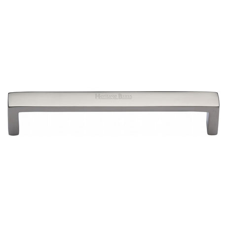 This is an image of a Heritage Brass - Cabinet Pull Wide Metro Design 152mm CTC Polished Nickel Finish, c4520-152-pnf that is available to order from Trade Door Handles in Kendal.