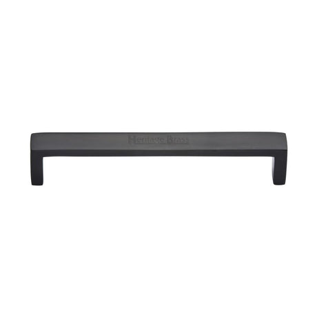 This is an image of a Heritage Brass - Cabinet Pull Wide Metro Design 160mm CTC Matt Black Finish, c4520-160-bkmt that is available to order from Trade Door Handles in Kendal.