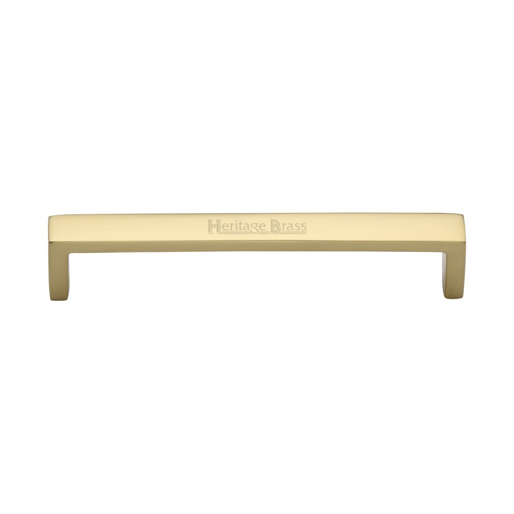 This is an image of a Heritage Brass - Cabinet Pull Wide Metro Design 160mm CTC Polished Brass Finish, c4520-160-pb that is available to order from Trade Door Handles in Kendal.