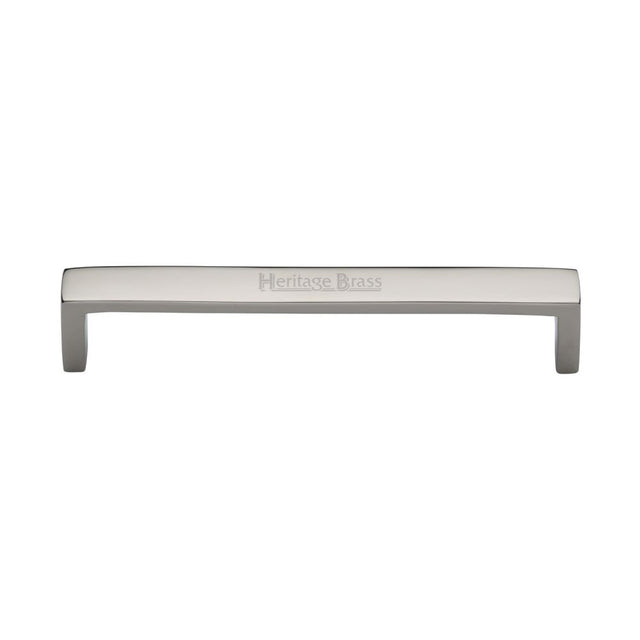 This is an image of a Heritage Brass - Cabinet Pull Wide Metro Design 160mm CTC Polished Nickel Finish, c4520-160-pnf that is available to order from Trade Door Handles in Kendal.