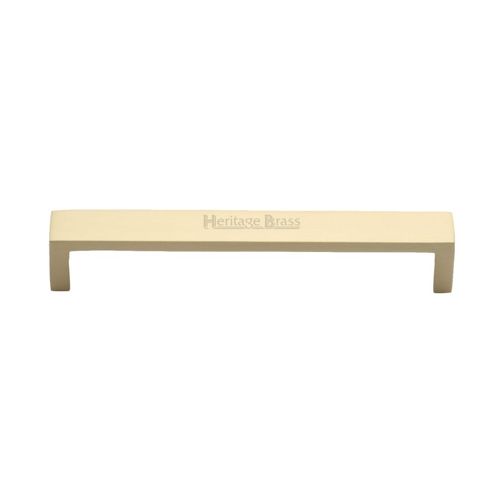 This is an image of a Heritage Brass - Cabinet Pull Wide Metro Design 160mm CTC Satin Brass Finish, c4520-160-sb that is available to order from Trade Door Handles in Kendal.