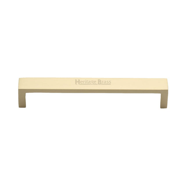 This is an image of a Heritage Brass - Cabinet Pull Wide Metro Design 160mm CTC Satin Brass Finish, c4520-160-sb that is available to order from Trade Door Handles in Kendal.