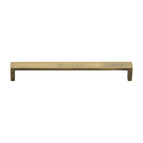 This is an image of a Heritage Brass - Cabinet Pull Wide Metro Design 192mm CTC Antique Brass Finish, c4520-192-at that is available to order from Trade Door Handles in Kendal.