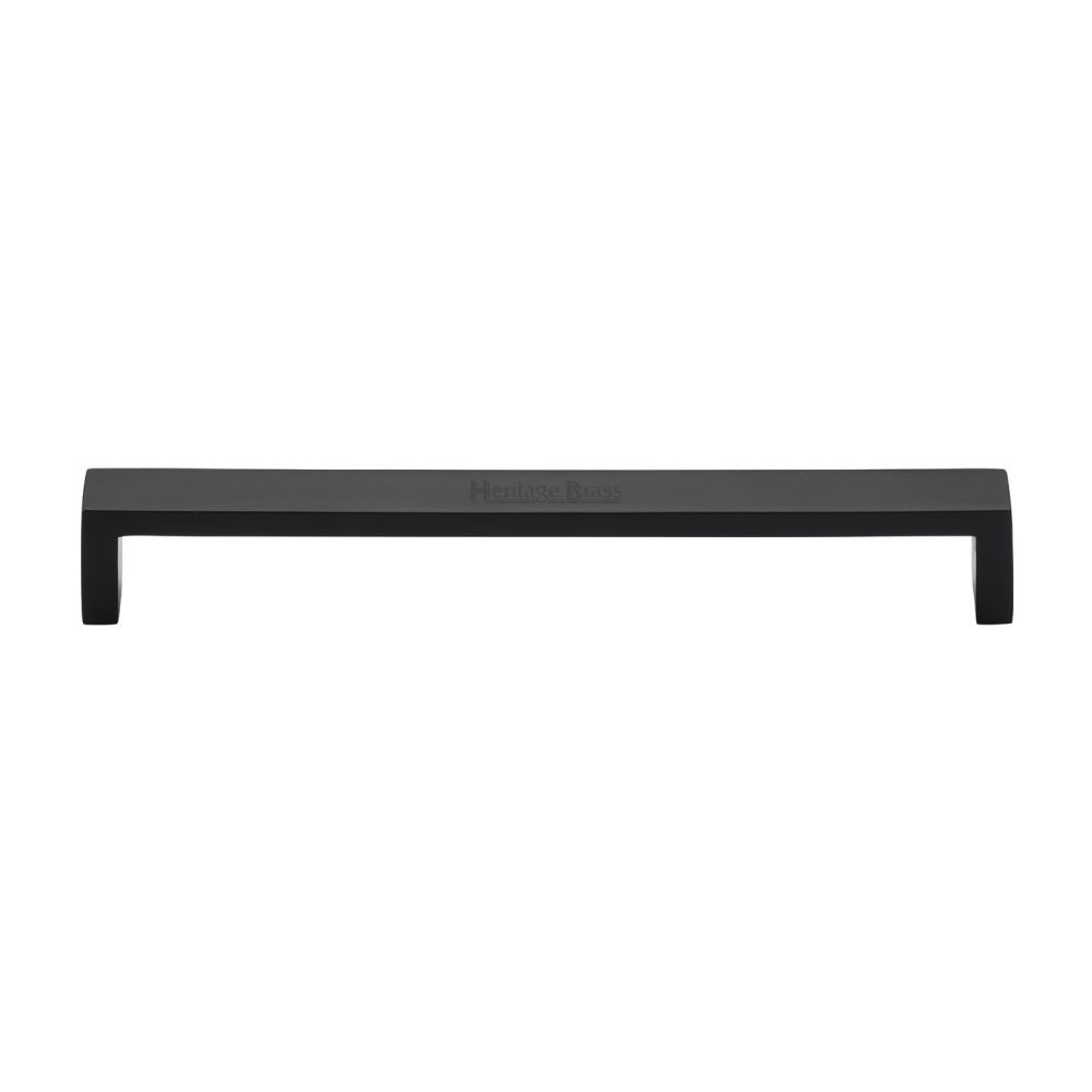 This is an image of a Heritage Brass - Cabinet Pull Wide Metro Design 192mm CTC Matt Black Finish, c4520-192-bkmt that is available to order from Trade Door Handles in Kendal.