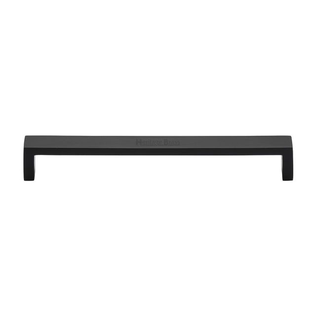 This is an image of a Heritage Brass - Cabinet Pull Wide Metro Design 192mm CTC Matt Black Finish, c4520-192-bkmt that is available to order from Trade Door Handles in Kendal.