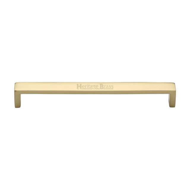 This is an image of a Heritage Brass - Cabinet Pull Wide Metro Design 192mm CTC Polished Brass Finish, c4520-192-pb that is available to order from Trade Door Handles in Kendal.