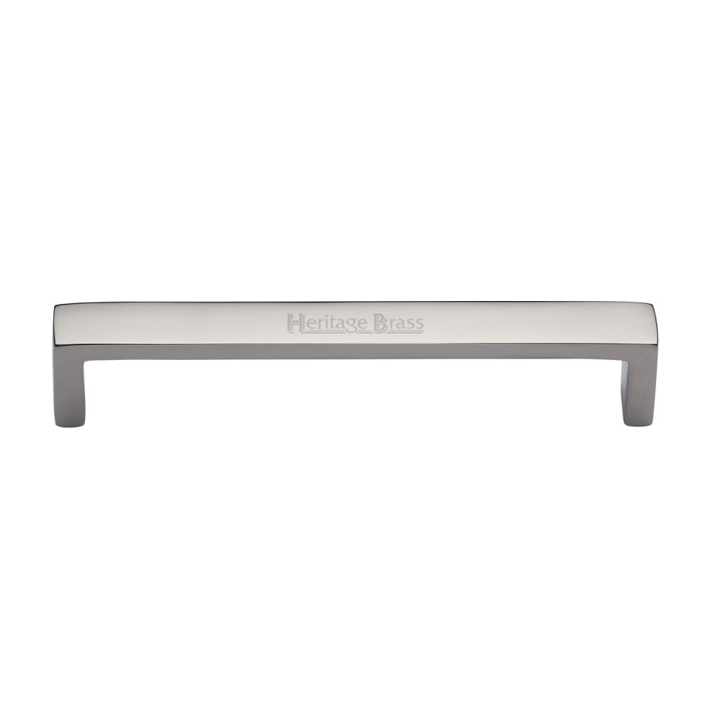 This is an image of a Heritage Brass - Cabinet Pull Wide Metro Design 192mm CTC Polished Nickel Finish, c4520-192-pnf that is available to order from Trade Door Handles in Kendal.