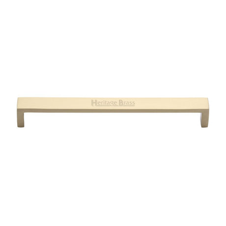 This is an image of a Heritage Brass - Cabinet Pull Wide Metro Design 192mm CTC Satin Brass Finish, c4520-192-sb that is available to order from Trade Door Handles in Kendal.